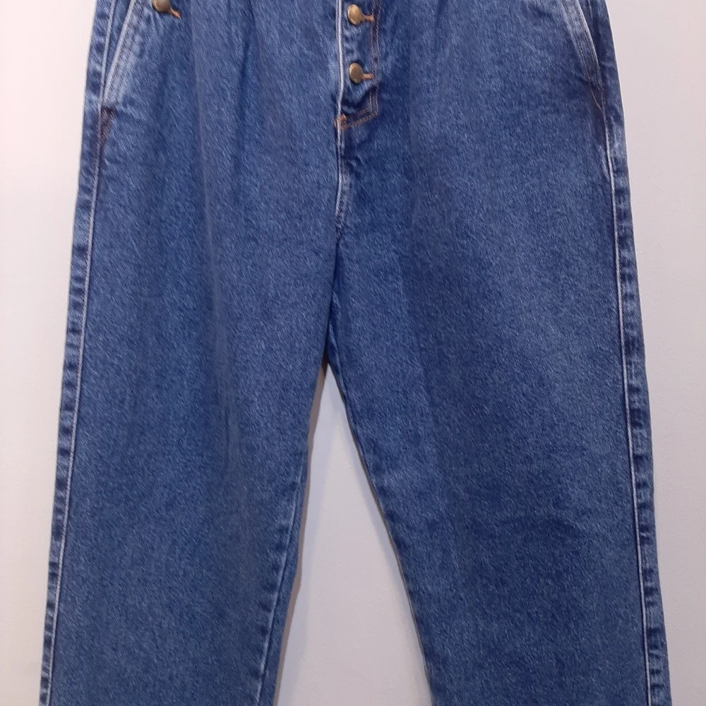 ZARA High Waist Mom Jeans Pleated 80s Style Tapered Leg Cropped Ankle Denim